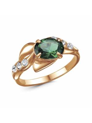 Кольцо бижутерия, покрытие - золочение, вставка - стекло ювелирное preciosa, фианит (недрагоценный камень)