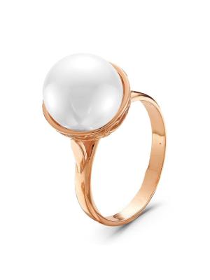 Кольцо бижутерия, покрытие - золочение, вставка - имитация жемчуга