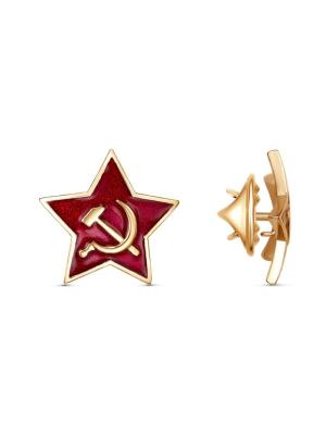 Значок бижутерия, покрытие - золочение, отделка - эмаль, без вставок