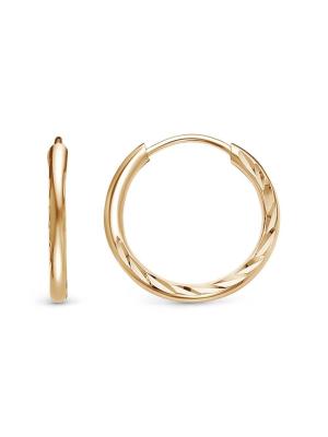 Серьги серебро 925 пробы, покрытие - золочение, отделка - алмазная грань, без вставок