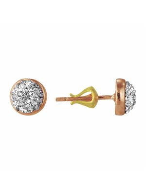 Серьги серебро 925 пробы, покрытие - золочение, вставка - стекло ювелирное preciosa
