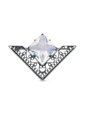 Брошь серебро 925 пробы, покрытие - оксидирование, вставка - стекло ювелирное собственной огранки