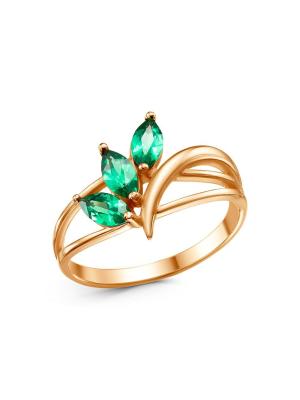 Кольцо бижутерия, покрытие - золочение, вставка - искусственная шпинель