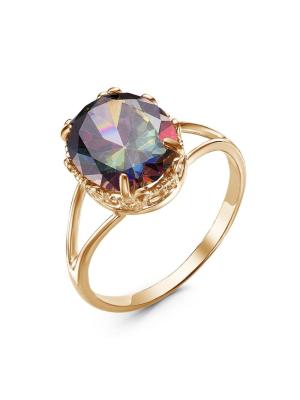 Кольцо бижутерия, покрытие - золочение, вставка - фианит (недрагоценный камень)