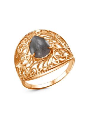 Кольцо бижутерия, покрытие - золочение, вставка - искусственный кошачий глаз