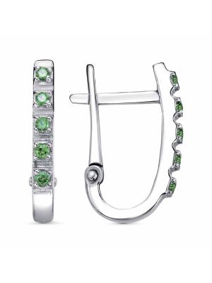 Серьги серебро 925 пробы, покрытие - родирование, вставка - искусственная шпинель