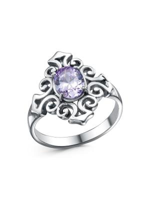 Кольцо бижутерия, покрытие - серебрение с оксидированием, вставка - фианит (недрагоценный камень)