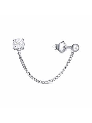 Серьга бижутерия, покрытие - платинирование, вставка - фианит (недрагоценный камень)