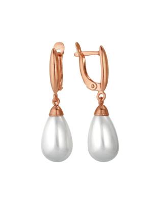 Серьги бижутерия, покрытие - золочение, вставка - имитация жемчуга