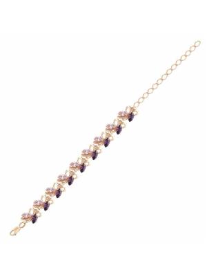 Браслет бижутерия, покрытие - золочение, вставка - фианит (недрагоценный камень)