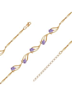 Браслет бижутерия, покрытие - золочение, вставка - фианит (недрагоценный камень)