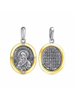 Подвеска серебро 925 пробы, покрытие - оксидирование, выборочное золочение, вставка - фианит (недрагоценный камень)