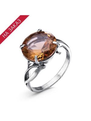 Кольцо серебро 925 пробы, покрытие - оксидирование, вставка - искусственный султанит