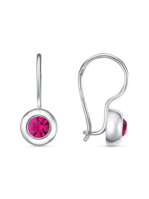 Серьги бижутерия, покрытие - серебрение, вставка - стекло ювелирное preciosa