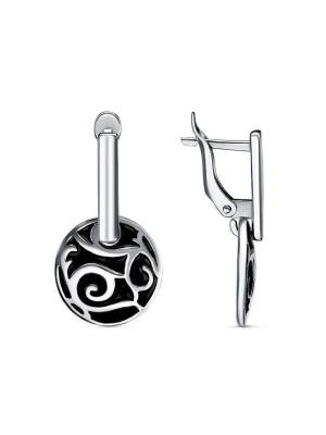 Серьги бижутерия, покрытие - платинирование, отделка - эмаль, без вставок