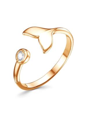 Кольцо серебро 925 пробы, покрытие - золочение, вставка - фианит (недрагоценный камень)