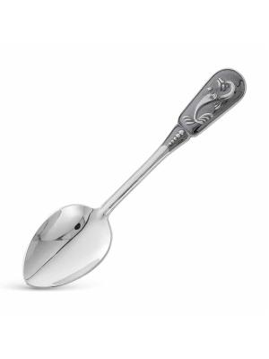 Ложка чайная «дельфин» серебро 925 пробы, покрытие - оксидирование, без вставок