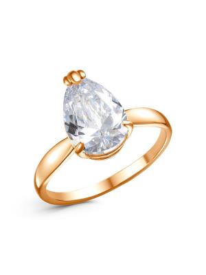 Кольцо серебро 925 пробы, покрытие - золочение, вставка - фианит (недрагоценный камень)