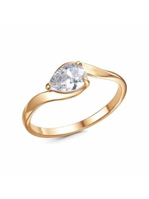 Кольцо бижутерия, покрытие - золочение, вставка - фианит (недрагоценный камень)