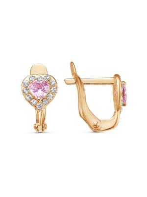 Серьги бижутерия, покрытие - золочение, вставка - стекло ювелирное preciosa, фианит (недрагоценный камень)