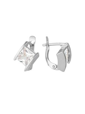 Серьги серебро 925 пробы, без покрытия, вставка - фианит (недрагоценный камень)