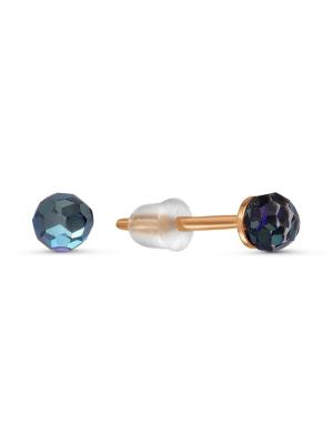 Серьги серебро 925 пробы, покрытие - золочение, вставка - стекло ювелирное preciosa