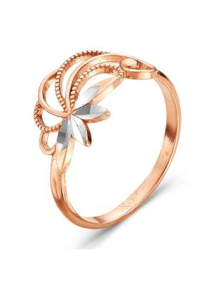 Кольцо серебро 925 пробы, покрытие - золочение, отделка - алмазная грань, без вставок