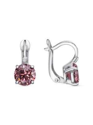 Серьги серебро 925 пробы, покрытие - платинирование, вставка - фианит (недрагоценный камень)