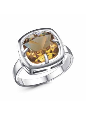 Кольцо серебро 925 пробы, покрытие - платинирование, вставка - искусственный султанит