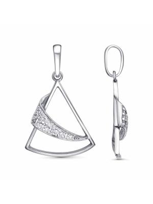 Подвеска серебро 925 пробы, покрытие - родирование, вставка - фианит (недрагоценный камень)