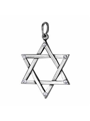 Подвеска бижутерия, покрытие - серебрение с оксидированием, вставка - стекло ювелирное preciosa