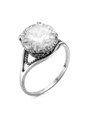 Кольцо серебро 925 пробы, покрытие - оксидирование, вставка - фианит (недрагоценный камень)