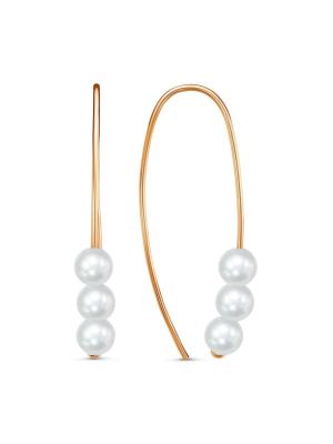 Серьги бижутерия, покрытие - золочение, вставка - имитация жемчуга