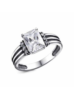 Кольцо серебро 925 пробы, покрытие - оксидирование, вставка - фианит (недрагоценный камень)