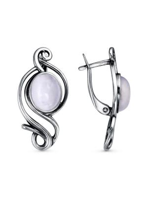 Серьги бижутерия, покрытие - серебрение с оксидированием, вставка - искусственный кошачий глаз