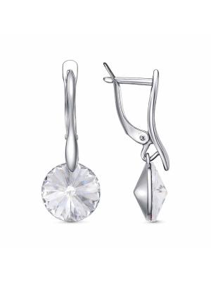 Серьги бижутерия, покрытие - платинирование, вставка - стекло ювелирное preciosa