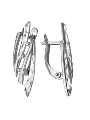 Серьги бижутерия, покрытие - серебрение с оксидированием, отделка - алмазная грань, без вставок