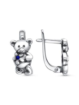 Серьги бижутерия, покрытие - серебрение с оксидированием, вставка - стекло ювелирное preciosa