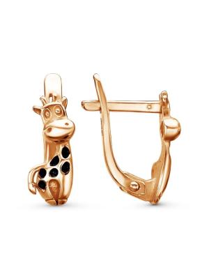 Серьги серебро 925 пробы, покрытие - золочение, отделка - эмаль, без вставок