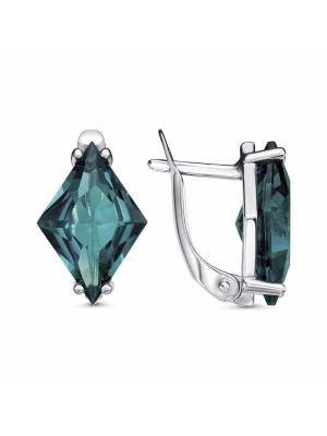 Серьги серебро 925 пробы, покрытие - платинирование, вставка - ситалл собственной огранки