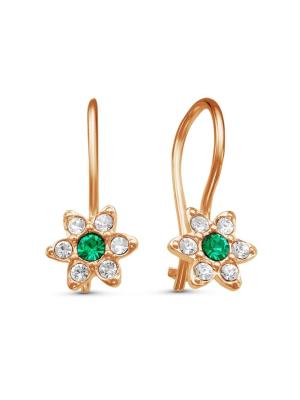 Серьги бижутерия, покрытие - золочение, вставка - стекло ювелирное preciosa