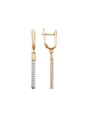 Серьги серебро 925 пробы, покрытие - золочение, выборочное родирование, вставка - фианит (недрагоценный камень)