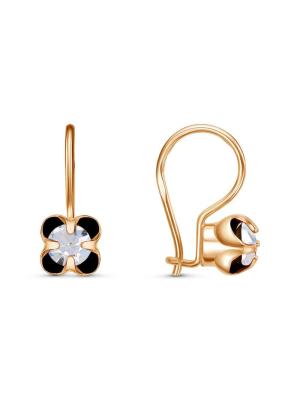 Серьги бижутерия, покрытие - золочение, вставка - стекло ювелирное preciosa