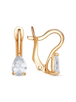 Серьги бижутерия, покрытие - золочение, вставка - фианит (недрагоценный камень)