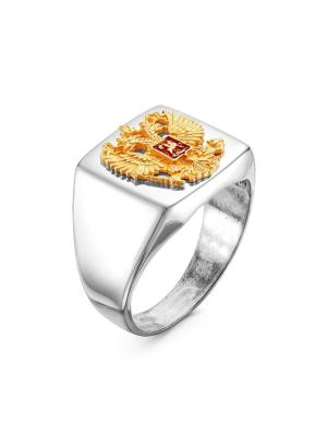 Кольцо серебро 925 пробы, покрытие - оксидирование, выборочное золочение, отделка - эмаль, без вставок