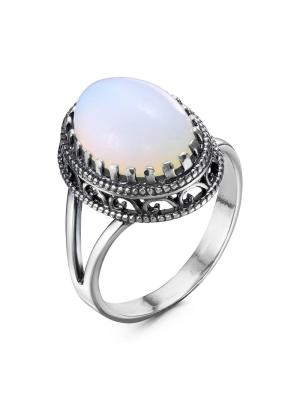 Кольцо серебро 925 пробы, покрытие - оксидирование, вставка - искусственный лунный камень