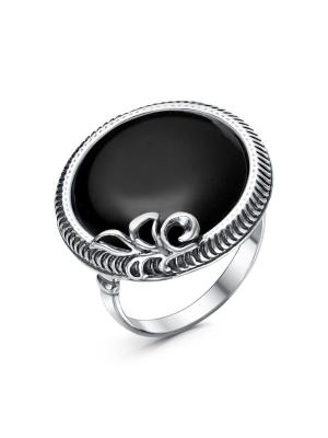 Кольцо бижутерия, покрытие - серебрение с оксидированием, вставка - искусственный агат черный