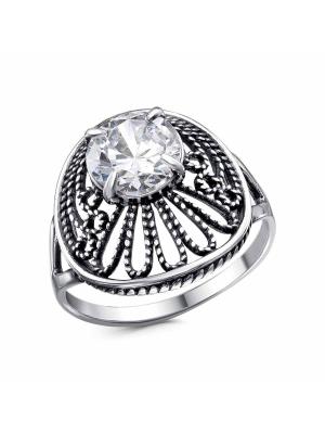 Кольцо бижутерия, покрытие - серебрение с оксидированием, вставка - фианит (недрагоценный камень)