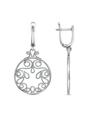 Серьги бижутерия, покрытие - серебрение с оксидированием, без вставок