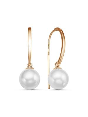 Серьги серебро 925 пробы, покрытие - золочение, вставка - имитация жемчуга